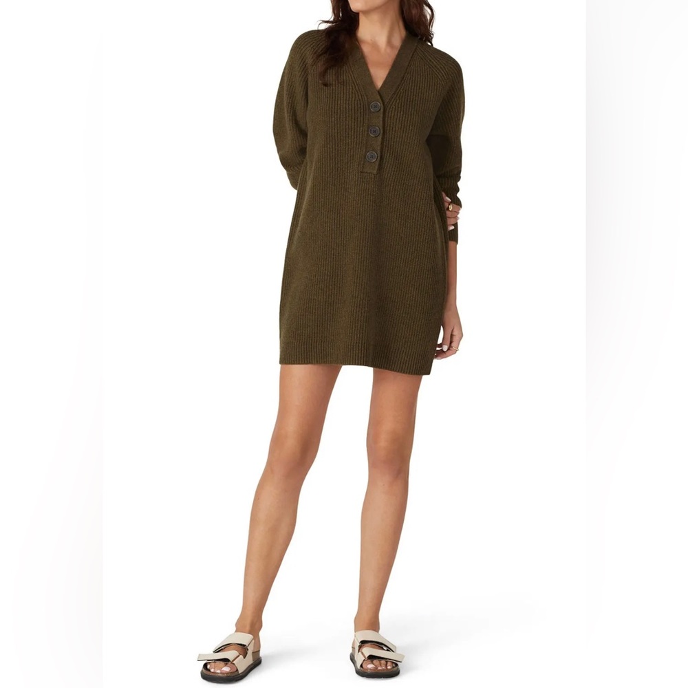 Madewell knit sweater dress, olive, size M, worn